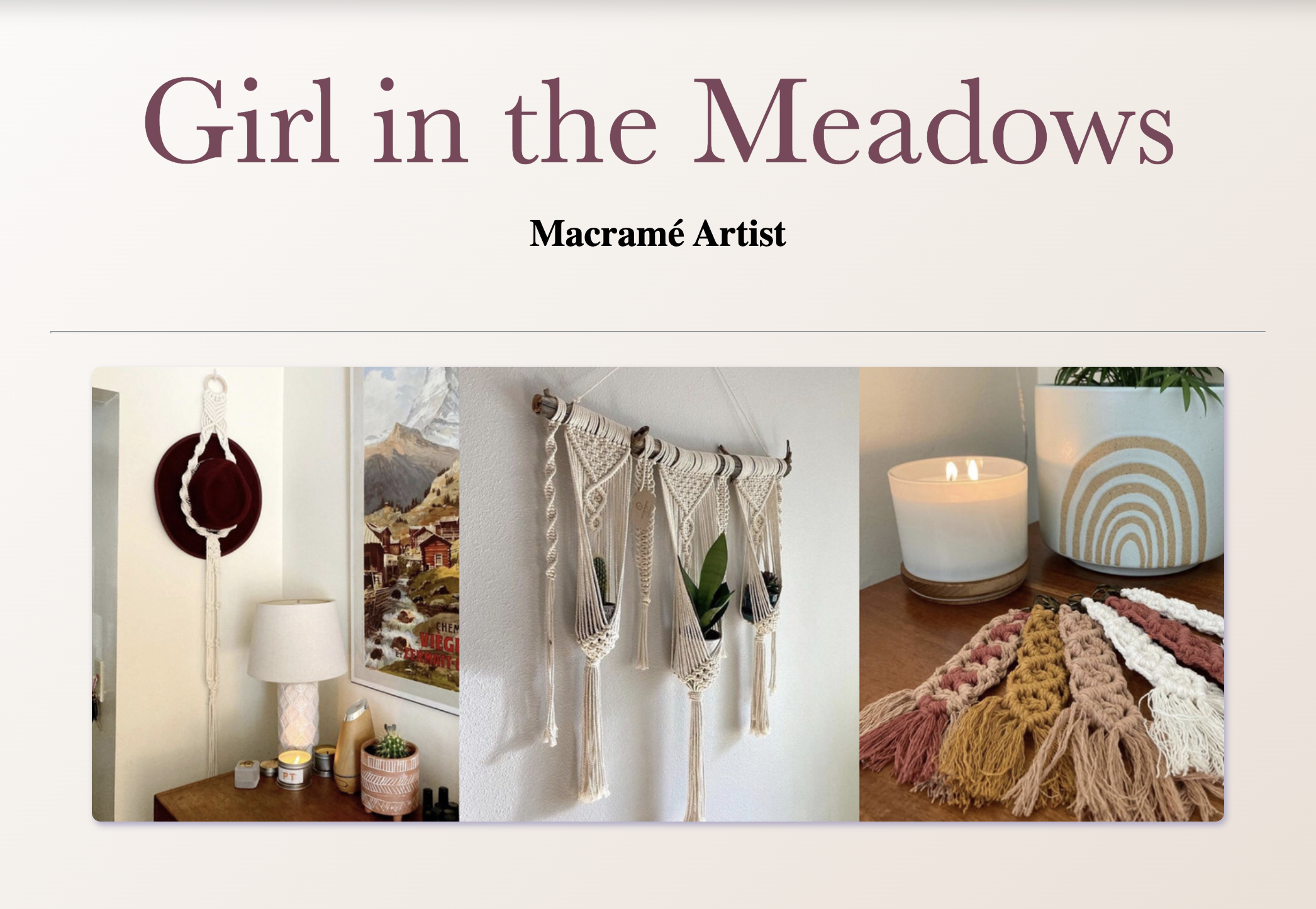 Michelle's Macrame Landing Page